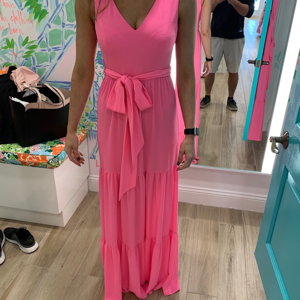 Maurine Maxi Dress in Prosecco Pink